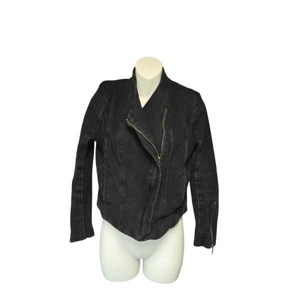 BlankNYC Women Small Jacket Dual Zipper Crepe Mesh Asymmetrical Motor City Moto - Picture 5 of 16